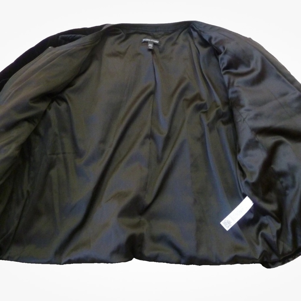 Eileen Fisher Velvet Silk Blend Quilted Jacket Black Size Medium - Picture 4 of 7